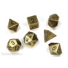 Chessex CHX27023 - Solid Metal Old Brass Colour Poly 7 die set