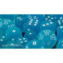 Chessex Würfel CHX27216 - Frosted™ Caribbean Blue™ w/white Signature™ Polyhedral Ten d10 Sets