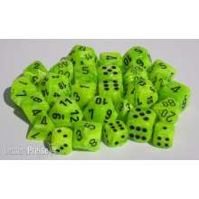 Chessex Würfel CHX27230 - Vortex Bright Green w/black Signature™ Polyhedral Ten d10 Sets