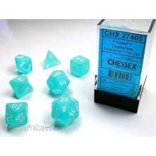 Chessex Würfel CHX27405 - Frosted™ Teal w/white Signature™ Polyhedral 7-Die Sets