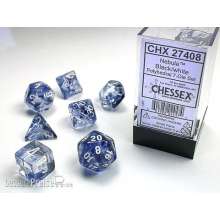 Chessex Würfel CHX27408 - Nebula™ Black w/white Signature™ Polyhedral 7-Die Sets