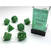 Chessex Würfel CHX27435 - Vortex Green w/gold Signature™ Polyhedral 7-Die Sets