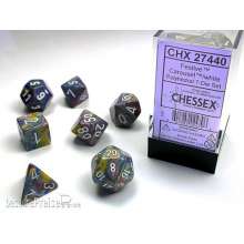 Chessex Würfel CHX27440 - Festive™ Carousel w/white Signature™ Polyhedral 7-Die Sets