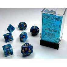 Chessex Würfel CHX27489 - Phantom™ Teal w/gold Signature™ Polyhedral 7-Die Sets