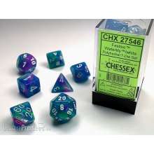 Chessex Würfel CHX27546 - Festive™ Waterlily™ w/white Polyhedral 7-Die Sets