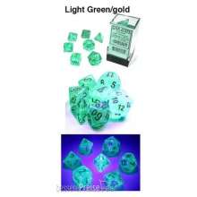 Chessex Würfel CHX27575 - Borealis® Polyhedral Light Green/gold Luminary 7-Die Set