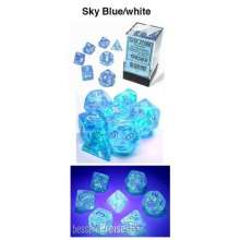 Chessex Würfel CHX27586 - Borealis® Polyhedral Sky Blue/white 7-Die Set