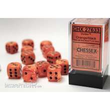 Chessex Würfel CHX27633 - Vortex Orange w/black Signature™ 16mm d6 with pips Dice Blocks™ (12 Dice)