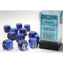 Chessex Würfel CHX27636 - Vortex Blue w/gold Signature™ 16mm d6 with pips Dice Blocks™ (12 Dice)