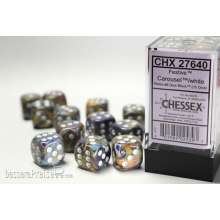 Chessex Würfel CHX27640 - Festive™ Carousel w/white Signature™ 16mm d6 with pips Dice Blocks™ (12 Dice)