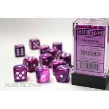 Chessex Würfel CHX27657 - Festive™ Violet w/white Signature™ 16mm d6 with pips Dice Blocks™ (12 Dice)