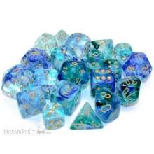 Chessex CHX27756 - Nebula TM 16mm d6 Oceanic/gold Luminary Dice Block? (12 dice)