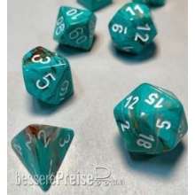 Chessex Würfel CHX27803 - Marble Oxi-Copper™ w/white 12mm d6 with pips Dice Blocks™ (36 Dice)