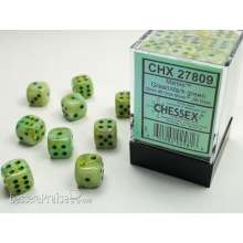 Chessex Würfel CHX27809 - Marble™ Green w/dark green Signature™ 12mm d6 with pips Dice Blocks™ (36 Dice)