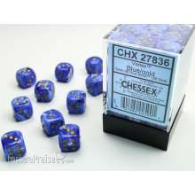 Chessex Würfel CHX27836 - Vortex Blue w/gold Signature™ 12mm d6 with pips Dice Blocks™ (36 Dice)