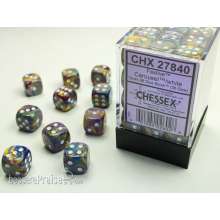 Chessex Würfel CHX27840 - Festive™ Carousel w/white Signature™ 12mm d6 with pips Dice Blocks™ (36 Dice)