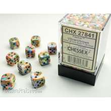 Chessex Würfel CHX27841 - Festive™ Vibrant™ w/brown Signature™ 12mm d6 with pips Dice Blocks™ (36 Dice)