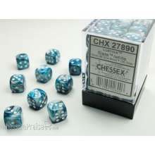 Chessex Würfel CHX27890 - Lustrous™ Slate w/white Signature™ 12mm d6 with pips Dice Blocks™ (36 Dice)