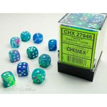 Chessex Würfel CHX27946 - Festive™ Waterlily™ w/white 12mm d6 with pips Dice Blocks™ (36 Dice)