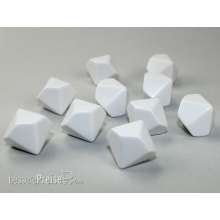 Chessex Würfel CHX29034 - Opaque Polyhedral White Bag of 10 Blank 10-sided dice