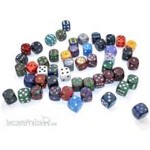 Chessex Würfel CHX29322 - Bag of 50 Assortment Loose Speckled 12mm d6 w/pips Dice