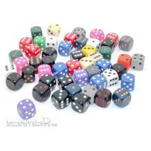 Chessex Würfel CHX29422 - Bag of 50 Assortment Loose Opaque 12mm d6 w/pips Dice