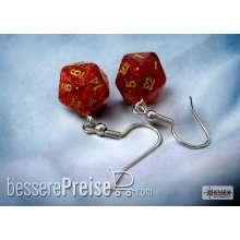 Chessex CHX54208 - Hook Earrings/Ohrringe Glitter Ruby Mini-Poly d20 Pair