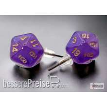 Chessex CHX54512 - Stud Earrings/Ohrstecker Borealis® Royal Purple Mini-Poly d20 Pair