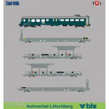 Exact-Train EX25000 - 5-er DC Grundset BLS Autoverladezug 1 Talbot (1x Steuerwagen BDt, 2xAuffahrwagenSdt und 2xRampenwagen Sdt) (exklusiv für KML und Niederlande)