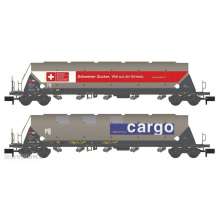 Hobbytrain H23479 - 2er Set Silowagen Taggnpps SBB Cargo, Ep.VI, gealtert - Lemke