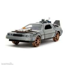 Jada Toys JADA34786 - Zurück in die Zukunft III Hollywood Rides Diecast Modell 1/32 DeLorean Time Machine Railroad Wheels