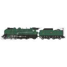 REE Modeles MB-133 - 2-231 G 131 CALAIS depot, double smoke stack, large smoke deflectors, Bi-Compound air pump, ACFI preheating, 38m³ tender, SNCF Green, red fillets Era III - ANALOG DC