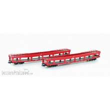 Lemke Collection MF33303 - 2er Set Autotransportwagen DDm 916 EETC, Ep.VI, rot - Lemke