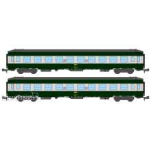 REE Modeles NW-187 - SET of 2 UIC SLEEPING CAR, High roof with grey color, Green-Alu 160 color Era IV