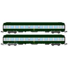 REE Modeles NW-191 - SET of 2 UIC SLEEPING CAR, High roof, Green-Alu 160 color Era IV