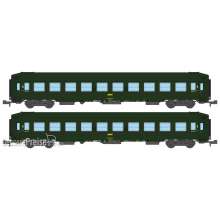 REE Modeles NW-211 - SET of 2 UIC SLEEPING CAR, High roof Green 301, Yellow framed logo Era IV