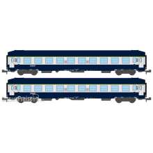 REE Modeles NW-213 - SET of 2 UIC SLEEPING CAR, High roof Blue TEN Color, logo nouille Era V