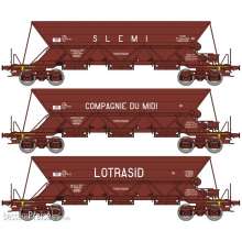 REE Modeles NW-267 - Set of 3 EX hoppers wagons « SLEMI, COMPAGNIE DU MIDI et LOTRASID », SNCF Era IV