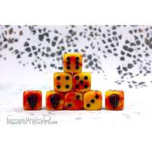 Para Bellum PBW8516 - Hundred Kingdom Faction Dice on Red swirl Dice