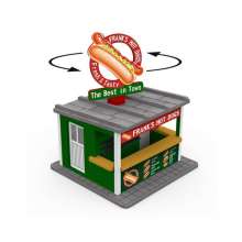 Proses PLS-038 - Spur 0 Hot Dog Stand mit rotierendem Werbeschild und Beleuchtung