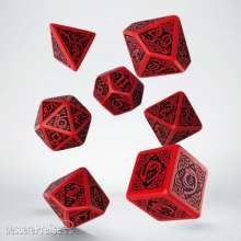 Q-Workshop QWSSCER04 - Celtic 3D Revised Red & black Dice Set (7)