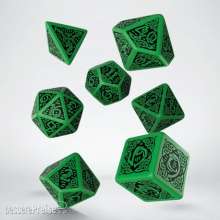 Q-Workshop QWSSCER15 - Celtic 3D Revised Green & black Dice Set (7)