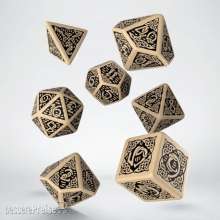 Q-Workshop QWSSCER18 - Celtic 3D Revised Beige & black Dice Set (7)