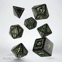 Q-Workshop QWSSELV04 - Elvish Black & glow-in-the-dark Dice Set