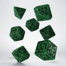 Q-Workshop QWSSFOR15 - Forest 3D Green & black Dice Set (7)