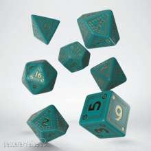 Q-Workshop QWSSRQU97 - RuneQuest Turquoise & gold Dice Set (7)