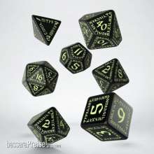 Q-Workshop QWSSRUN03 - Runic Black & glow-in-the-dark Dice Set