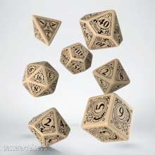 Q-Workshop QWSSSTE18 - Steampunk Beige & black Dice Set (7)