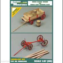 Railway Miniatures RMH0-040 - RMH0:040 Horse Barrel Wagon and Horse Cart Running Gear - Railway Miniatures