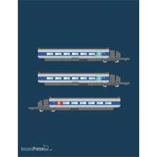 Azar Models T01-AB2 - TGV Sud-Est - 3 intermediate coaches set - Atlantic